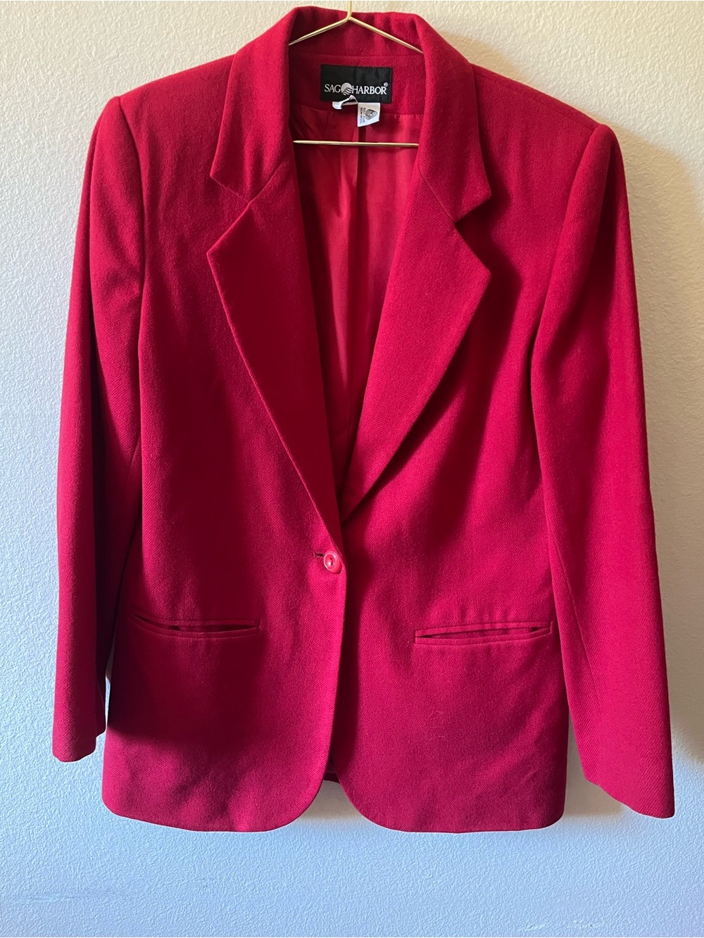 Sag Harbor Women's Bright Red Single-Button Blazer